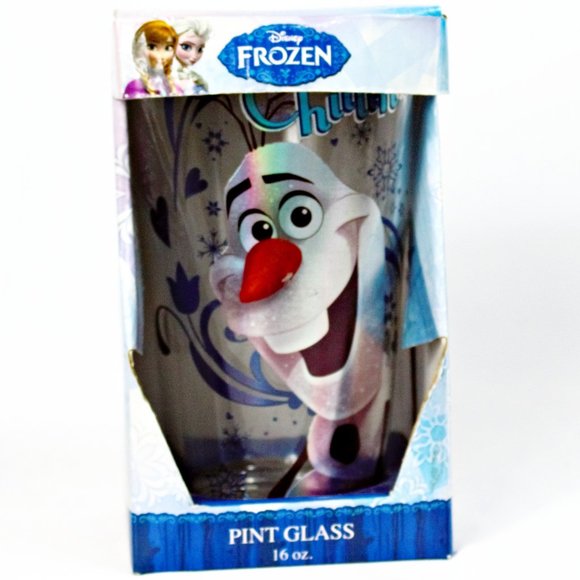 NEW ~ DISNEY ~ FROZEN ~ OLAF "CHILLIN" PINT GLASS - Picture 1 of 3